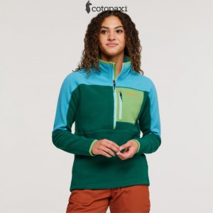 Cotopaxi Abrazo Half-Zip Fleece Jacket Poolside/Greenery | QW62-Q2-YB