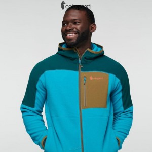 Cotopaxi Abrazo Hooded Full-Zip Fleece Jacket Deep Ocean/Mineral Blue | KO95-H1-IX