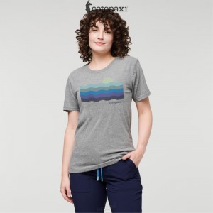 Cotopaxi Disco Wave T-Shirt Heather Grey | EU33-Z7-CM