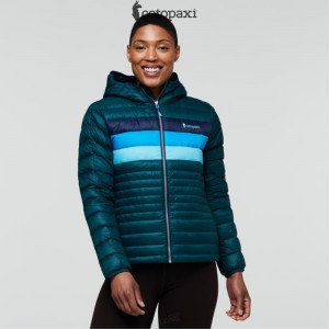 Cotopaxi Fuego Hooded Down Jacket Deep Ocean Stripes | HX24-F1-QI