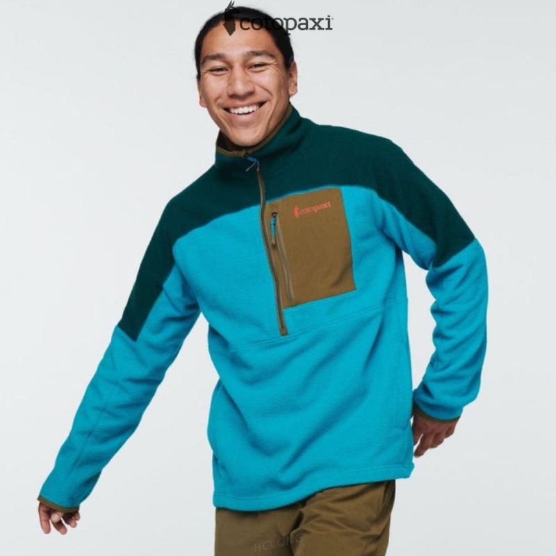 Cotopaxi Abrazo Half-Zip Fleece Jacket Deep Ocean/Mineral Blue | QQ03-E5-YJ