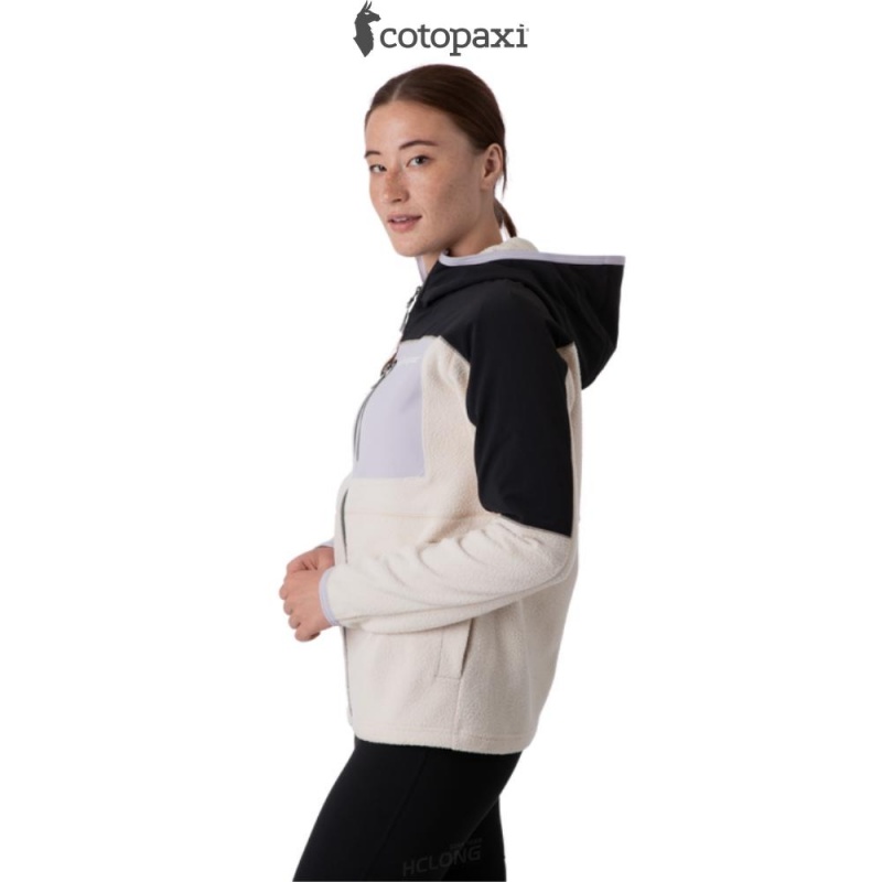 Cotopaxi Abrazo Hooded Full-Zip Fleece Jacket Black/Cream | GC93-C5-BI