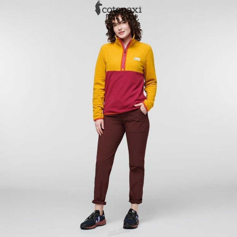 Cotopaxi Amado Fleece Pullover Amber/Raspberry | QV48-U0-KW