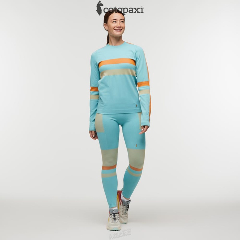 Cotopaxi Debajo Seamless Baselayer Crew Bluebird Stripes | GR74-X8-AX