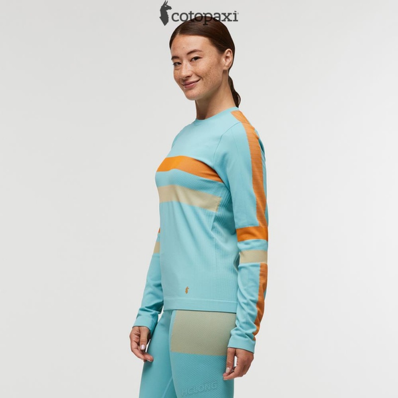 Cotopaxi Debajo Seamless Baselayer Crew Bluebird Stripes | GR74-X8-AX