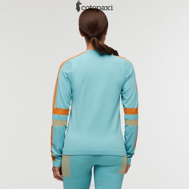 Cotopaxi Debajo Seamless Baselayer Crew Bluebird Stripes | GR74-X8-AX