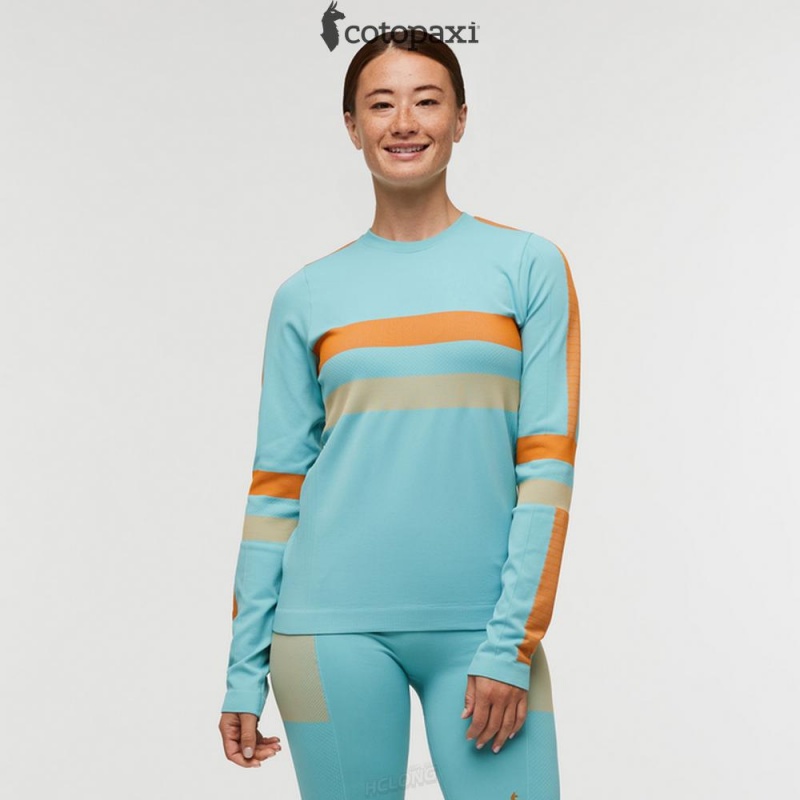 Cotopaxi Debajo Seamless Baselayer Crew Bluebird Stripes | GR74-X8-AX