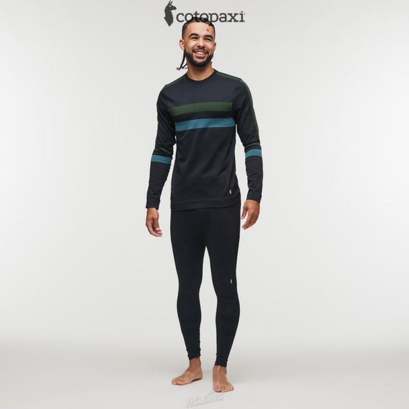 Cotopaxi Debajo Seamless Baselayer Crew Black Stripes | UM54-Q7-VN