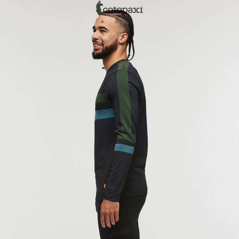 Cotopaxi Debajo Seamless Baselayer Crew Black Stripes | UM54-Q7-VN