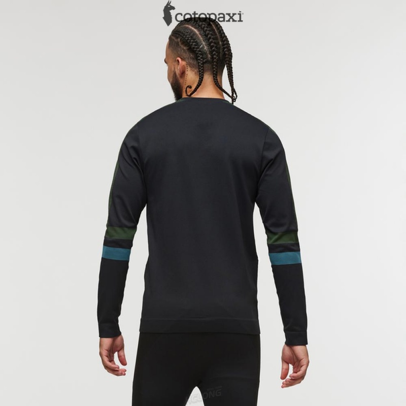 Cotopaxi Debajo Seamless Baselayer Crew Black Stripes | UM54-Q7-VN