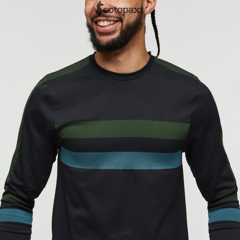 Cotopaxi Debajo Seamless Baselayer Crew Black Stripes | UM54-Q7-VN