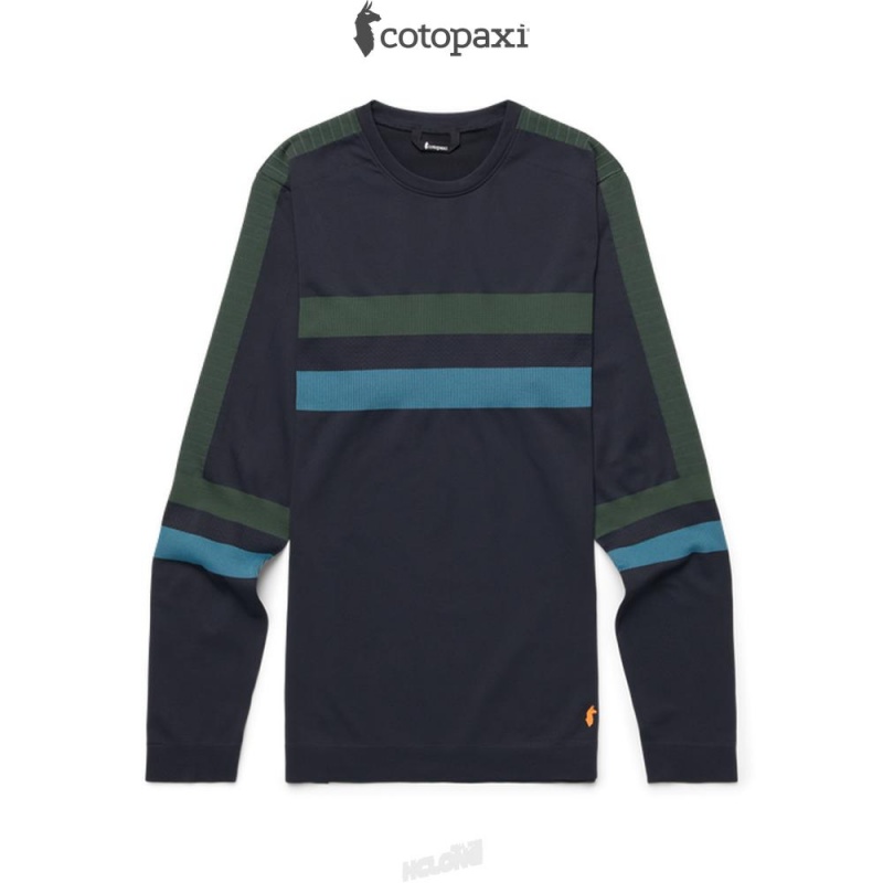 Cotopaxi Debajo Seamless Baselayer Crew Black Stripes | UM54-Q7-VN