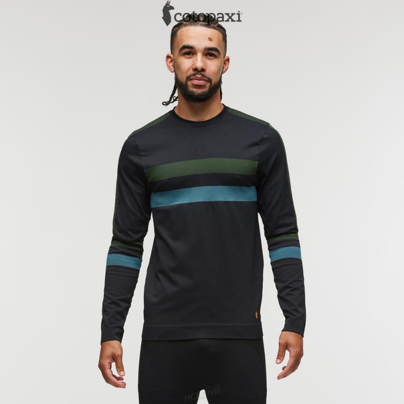 Cotopaxi Debajo Seamless Baselayer Crew Black Stripes | UM54-Q7-VN