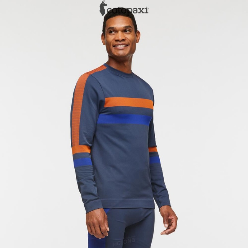 Cotopaxi Debajo Seamless Baselayer Crew Ink Stripes | US73-H9-EF