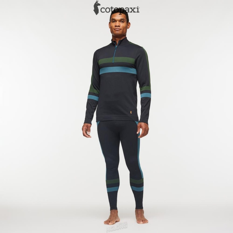 Cotopaxi Debajo Seamless Baselayer Quarter-Zip Black Stripes | BC56-F3-ER