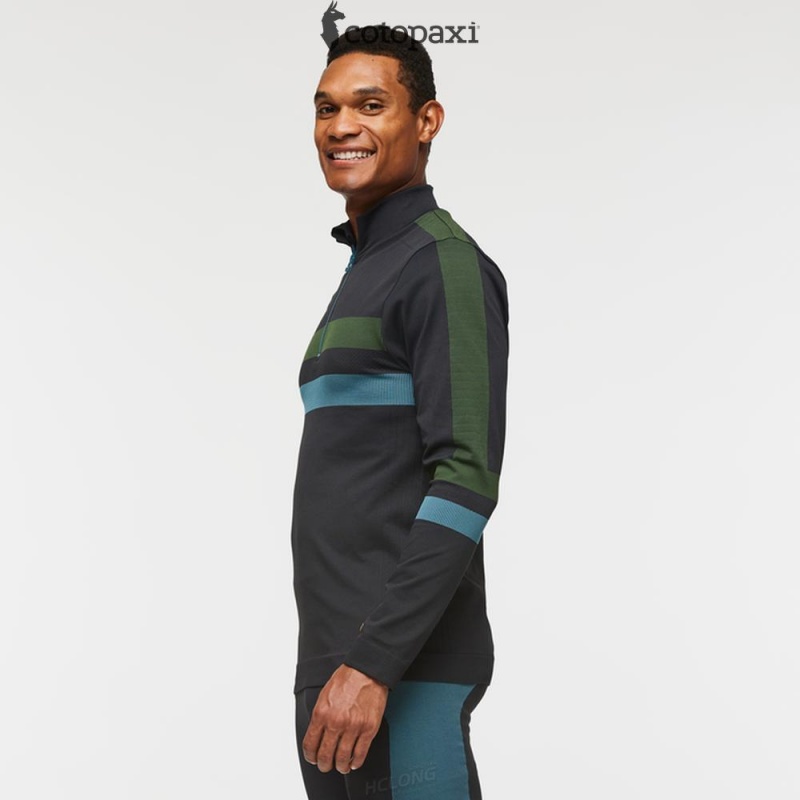 Cotopaxi Debajo Seamless Baselayer Quarter-Zip Black Stripes | BC56-F3-ER