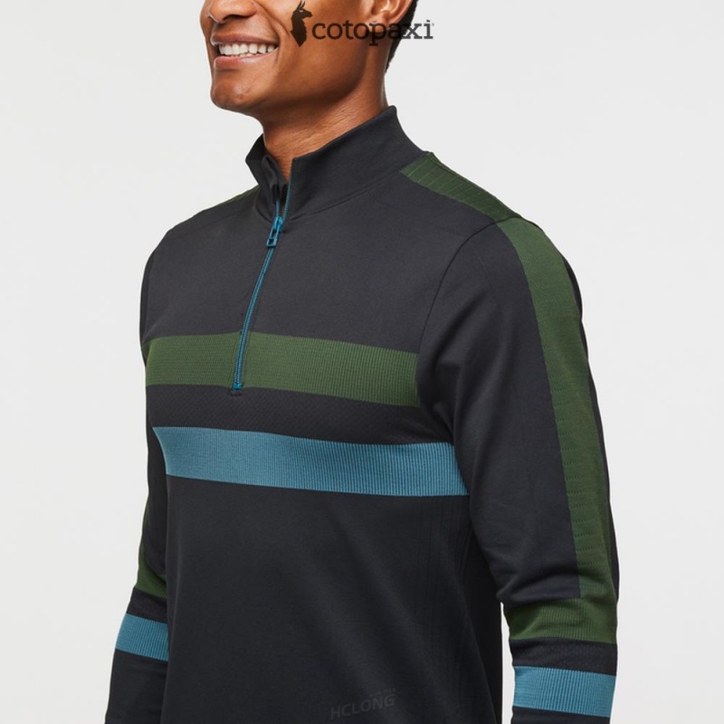 Cotopaxi Debajo Seamless Baselayer Quarter-Zip Black Stripes | BC56-F3-ER