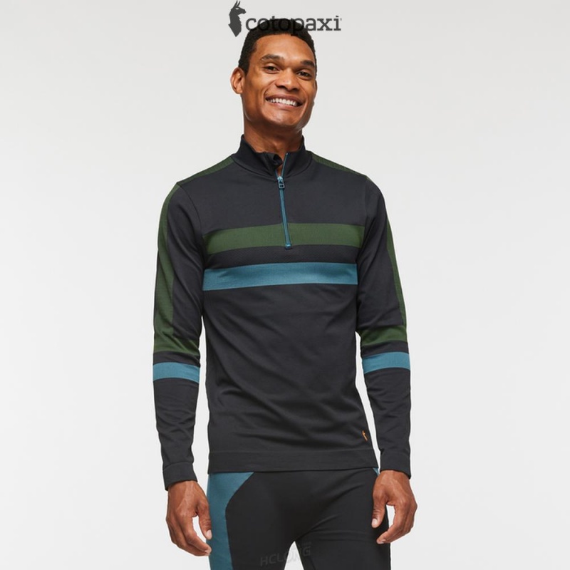 Cotopaxi Debajo Seamless Baselayer Quarter-Zip Black Stripes | BC56-F3-ER