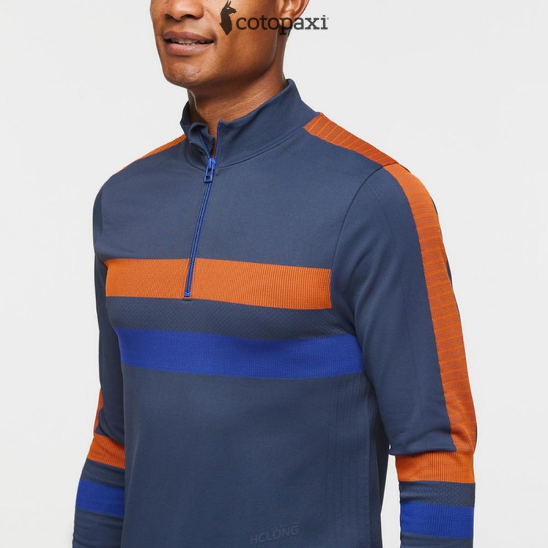 Cotopaxi Debajo Seamless Baselayer Quarter-Zip Ink Stripes | BY96-Y0-XP