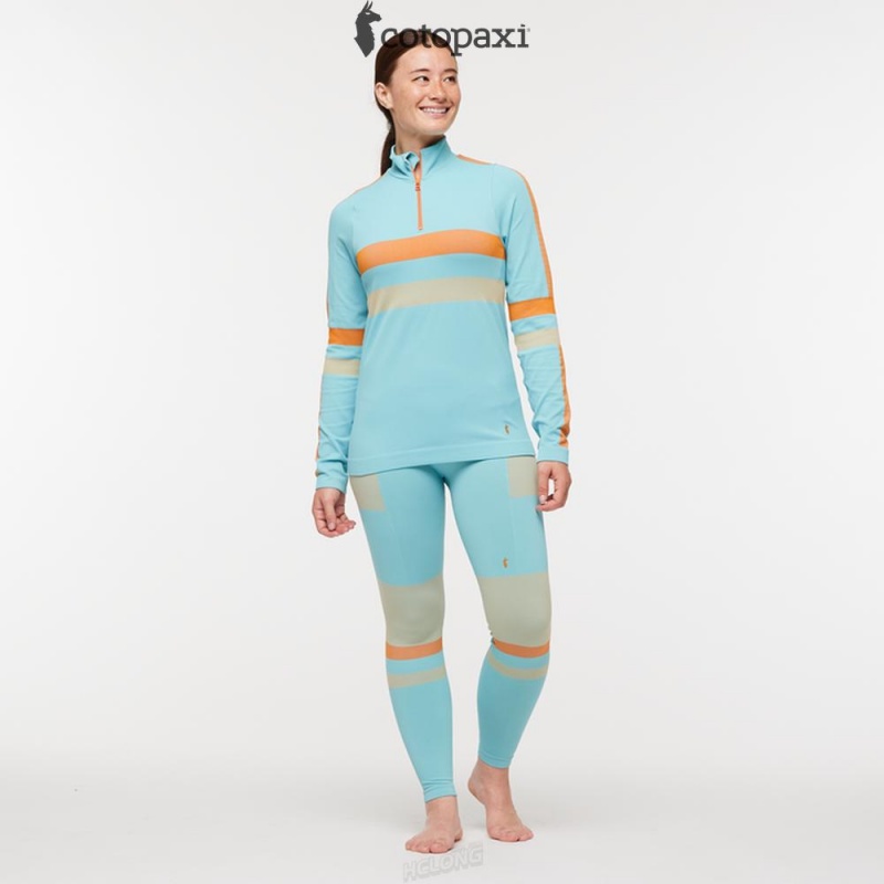 Cotopaxi Debajo Seamless Baselayer Quarter-Zip Bluebird Stripes | QX96-R3-PK