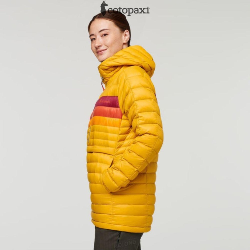 Cotopaxi Fuego Down Hooded Pullover Amber Stripes | RX53-F0-SC