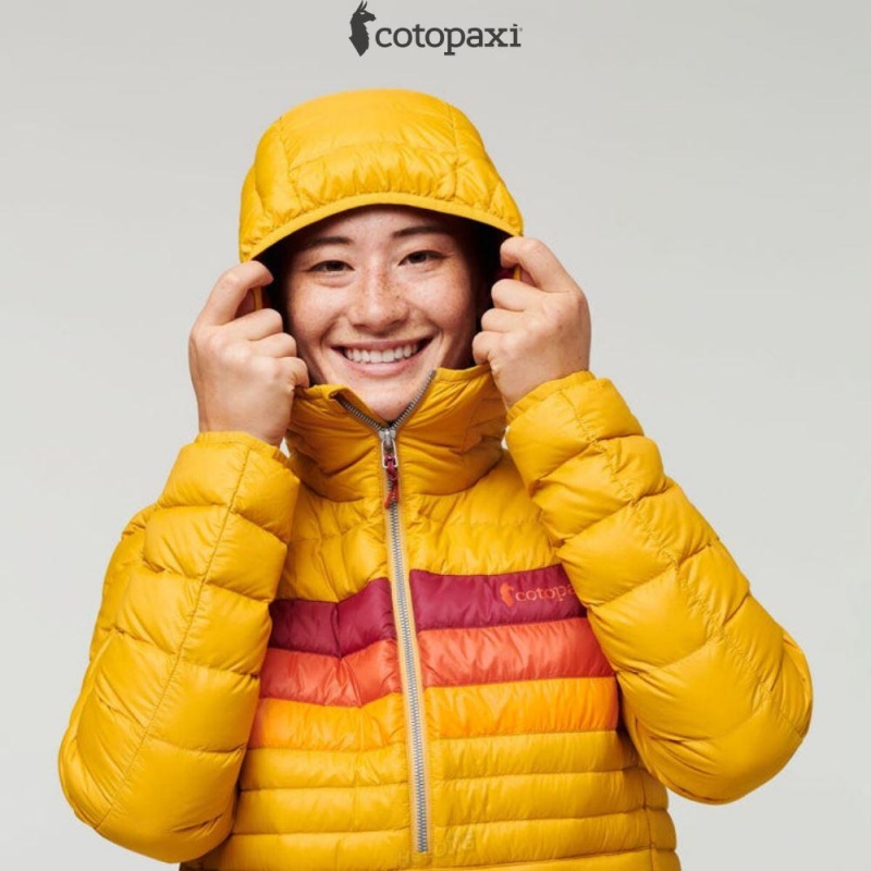 Cotopaxi Fuego Down Hooded Pullover Amber Stripes | RX53-F0-SC