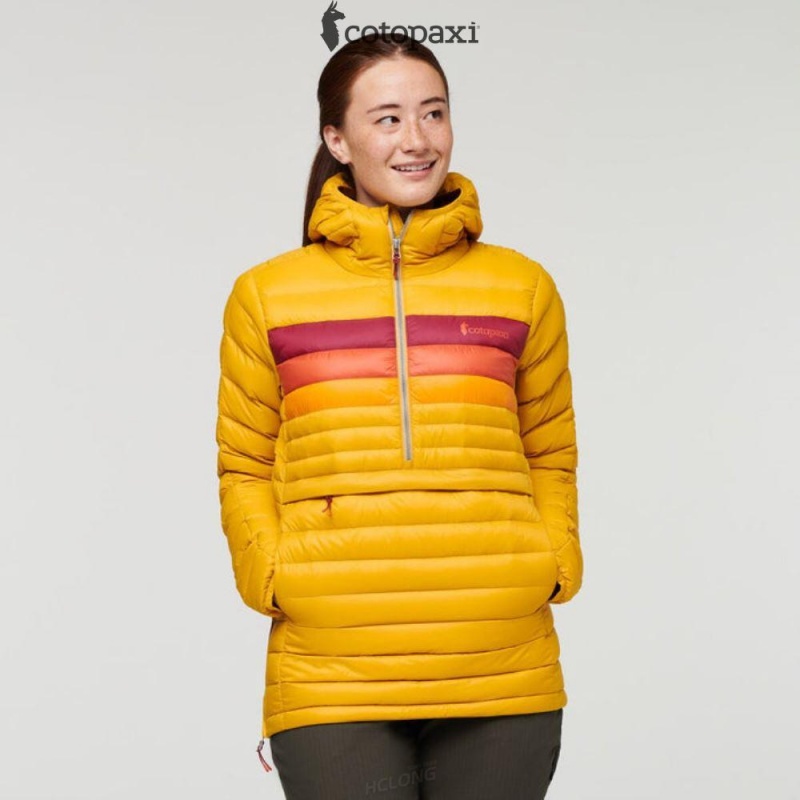 Cotopaxi Fuego Down Hooded Pullover Amber Stripes | RX53-F0-SC