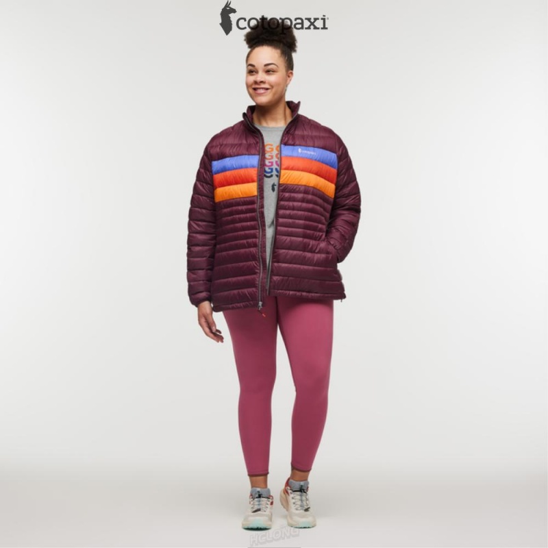 Cotopaxi Fuego Down Jacket Wine Stripes | AU55-A0-NU