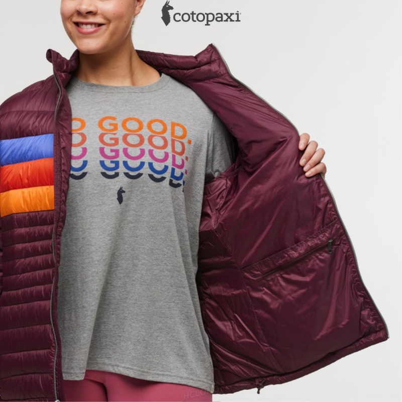 Cotopaxi Fuego Down Jacket Wine Stripes | AU55-A0-NU