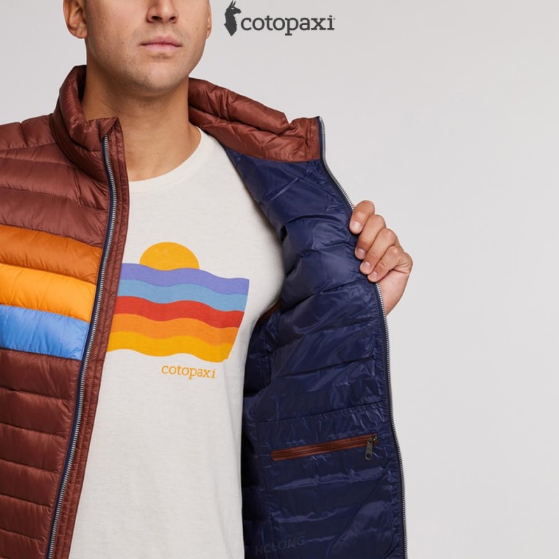 Cotopaxi Fuego Down Vest Acorn Stripes | VM39-Z7-AG