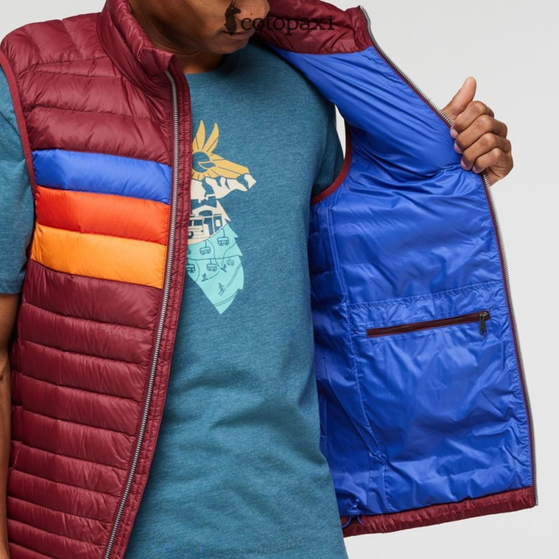 Cotopaxi Fuego Down Vest Burgundy Stripes | AP38-R3-QZ