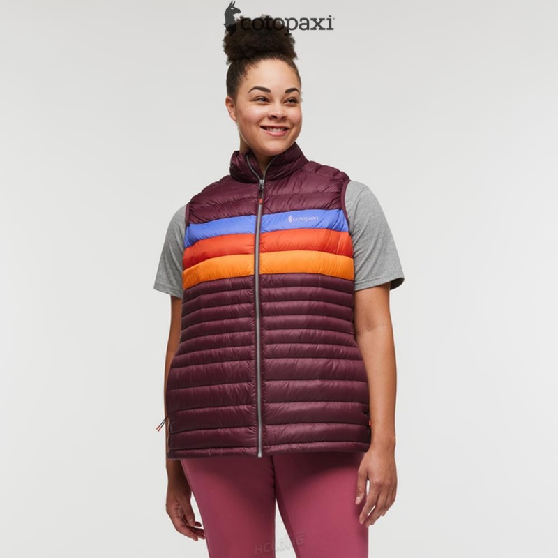 Cotopaxi Fuego Down Vest Wine Stripes | YK43-P1-DR