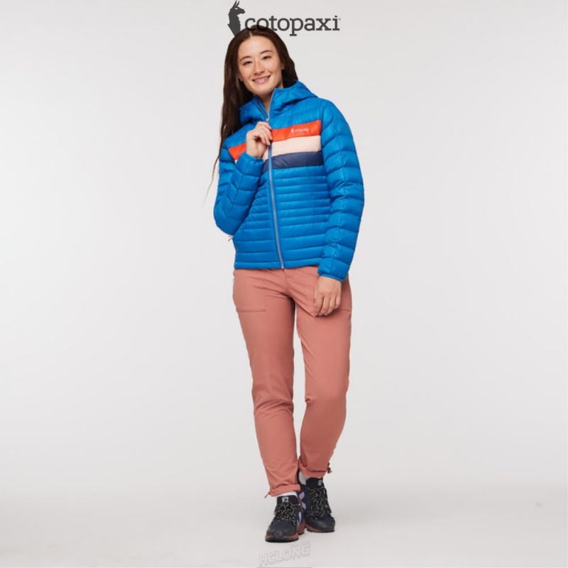 Cotopaxi Fuego Hooded Down Jacket Atlantic Stripes | CG35-C6-QJ