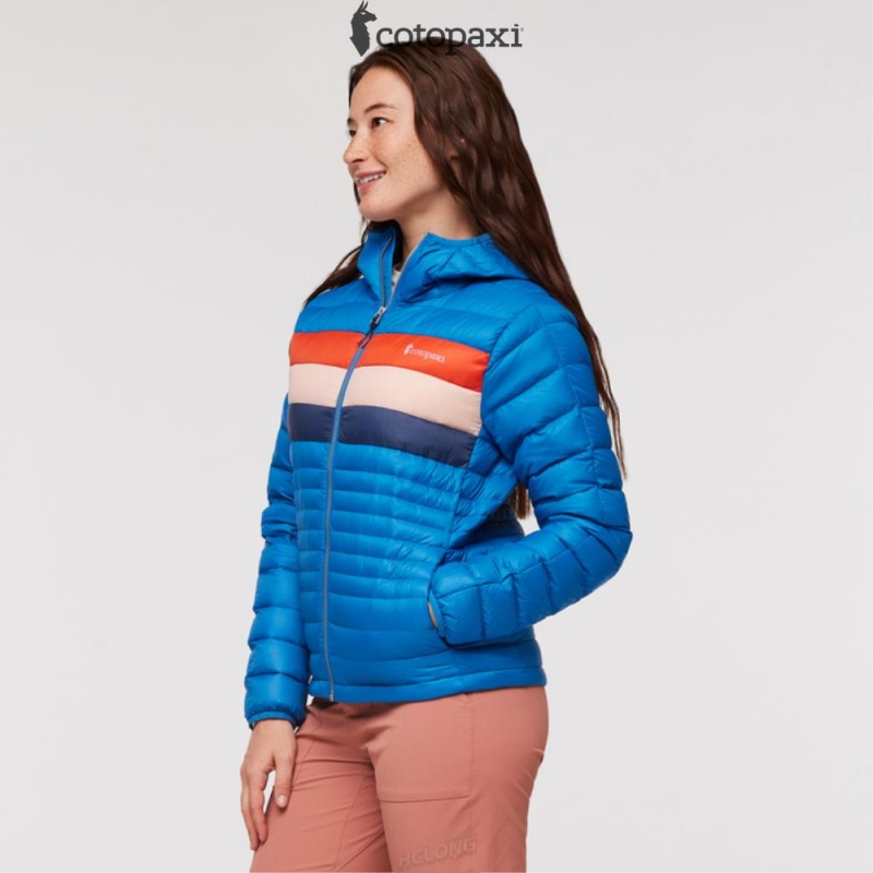 Cotopaxi Fuego Hooded Down Jacket Atlantic Stripes | CG35-C6-QJ