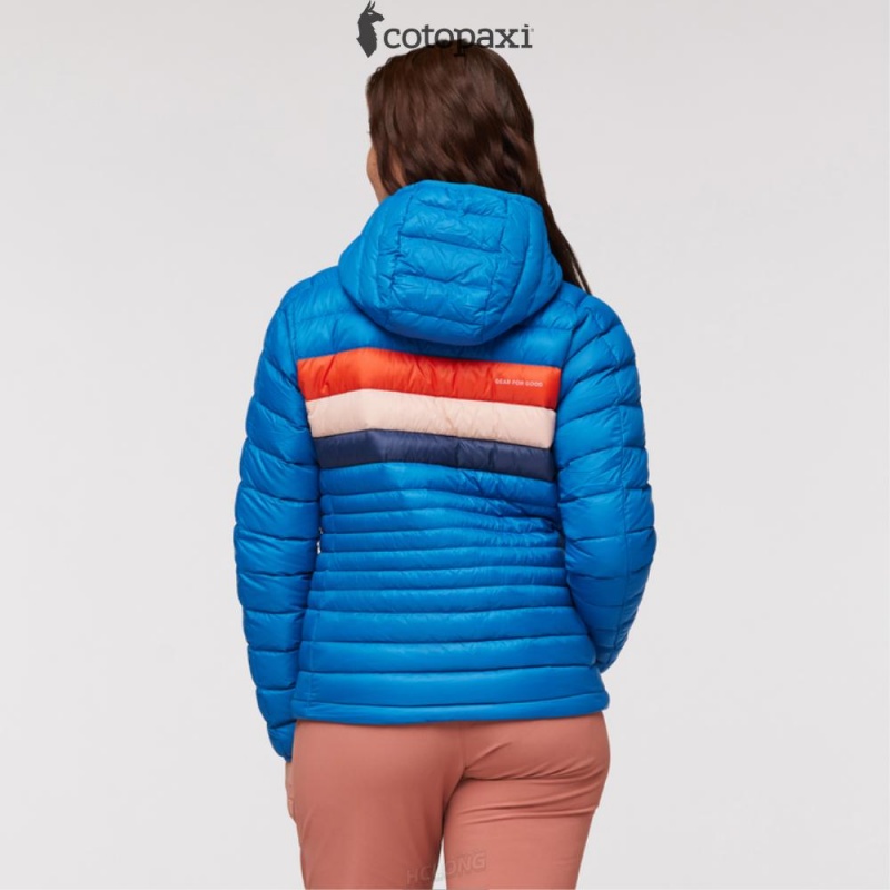 Cotopaxi Fuego Hooded Down Jacket Atlantic Stripes | CG35-C6-QJ