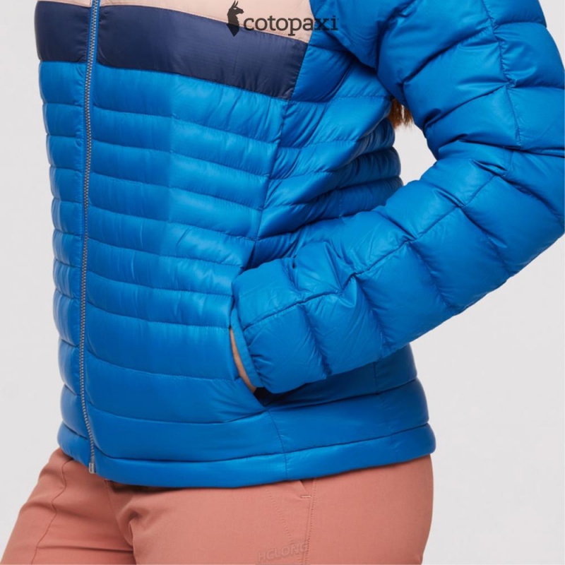 Cotopaxi Fuego Hooded Down Jacket Atlantic Stripes | CG35-C6-QJ