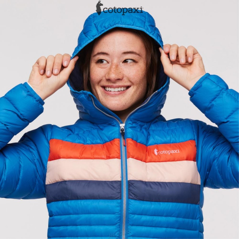 Cotopaxi Fuego Hooded Down Jacket Atlantic Stripes | DG25-X1-PV