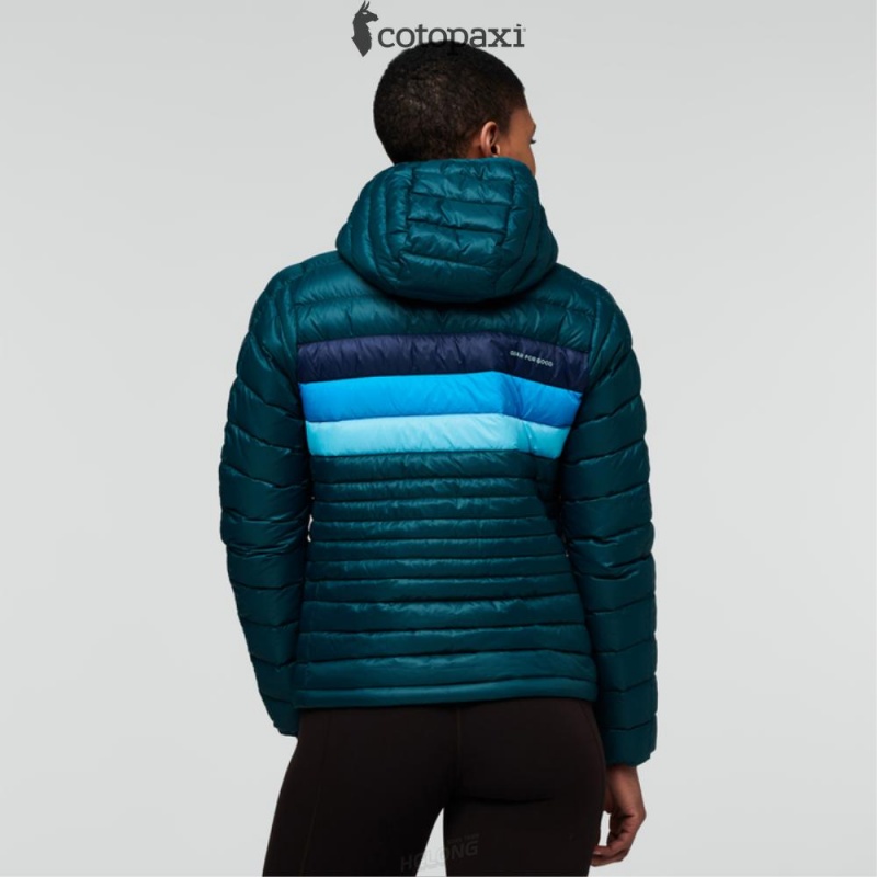 Cotopaxi Fuego Hooded Down Jacket Deep Ocean Stripes | HX24-F1-QI