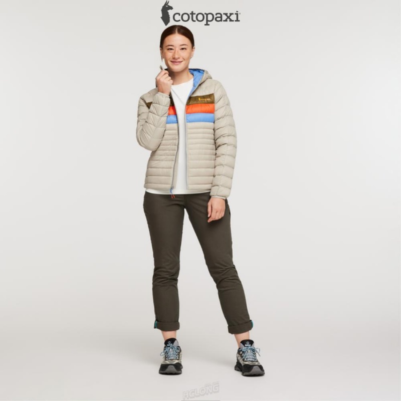 Cotopaxi Fuego Hooded Down Jacket Pebble Stripes | NI92-C7-UY