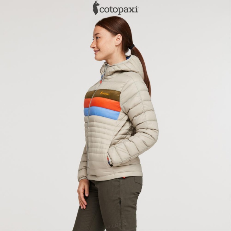 Cotopaxi Fuego Hooded Down Jacket Pebble Stripes | NI92-C7-UY