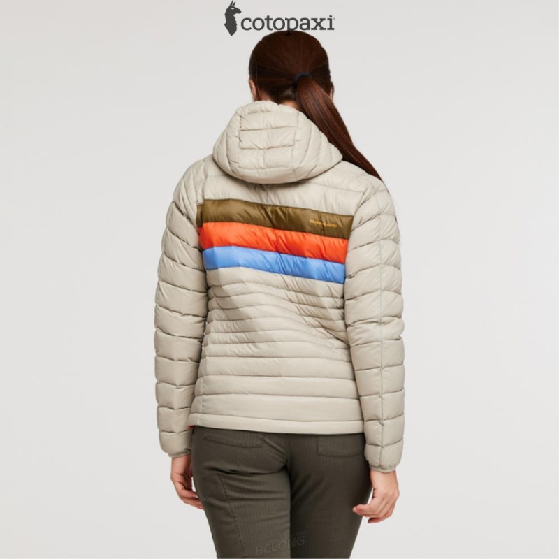 Cotopaxi Fuego Hooded Down Jacket Pebble Stripes | NI92-C7-UY