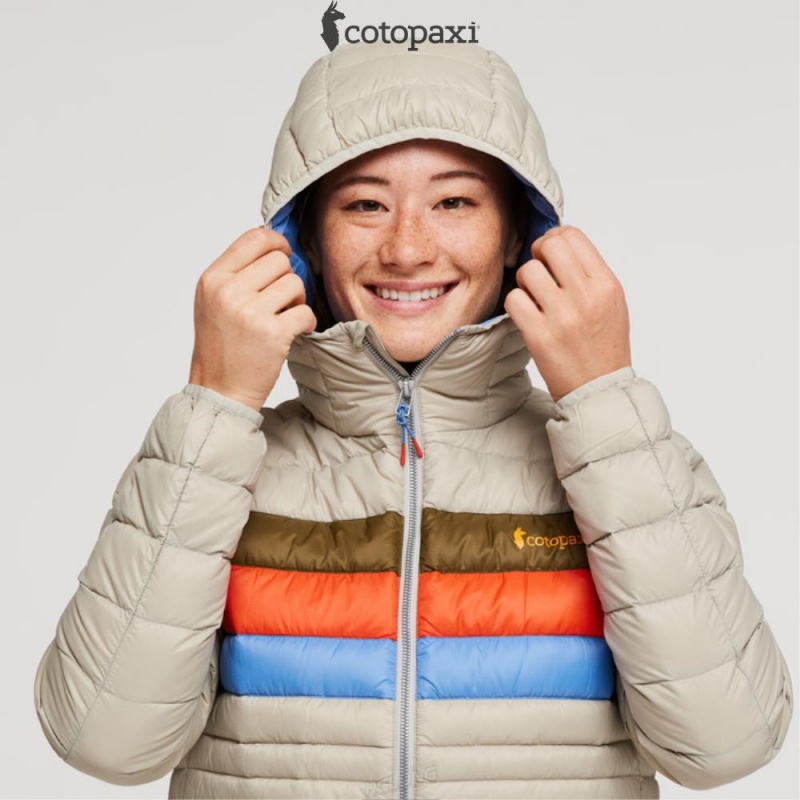 Cotopaxi Fuego Hooded Down Jacket Pebble Stripes | NI92-C7-UY