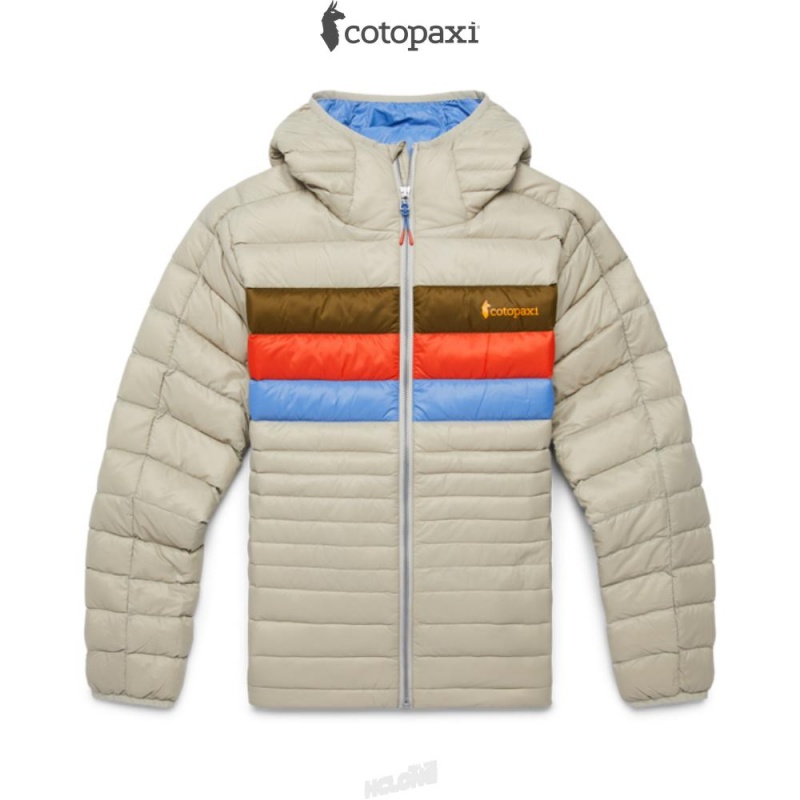 Cotopaxi Fuego Hooded Down Jacket Pebble Stripes | NI92-C7-UY