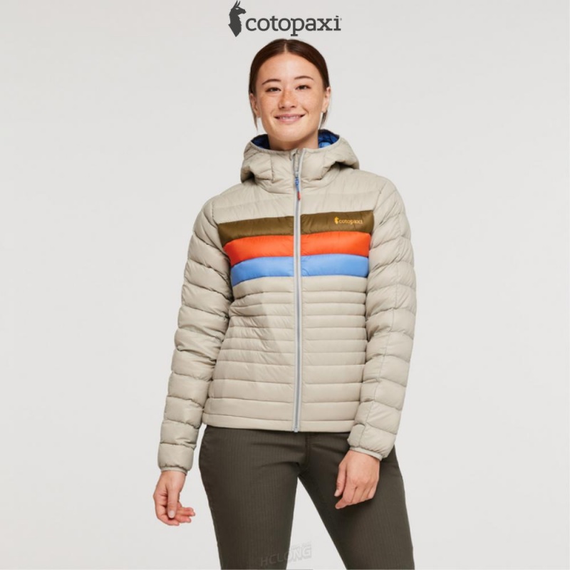 Cotopaxi Fuego Hooded Down Jacket Pebble Stripes | NI92-C7-UY