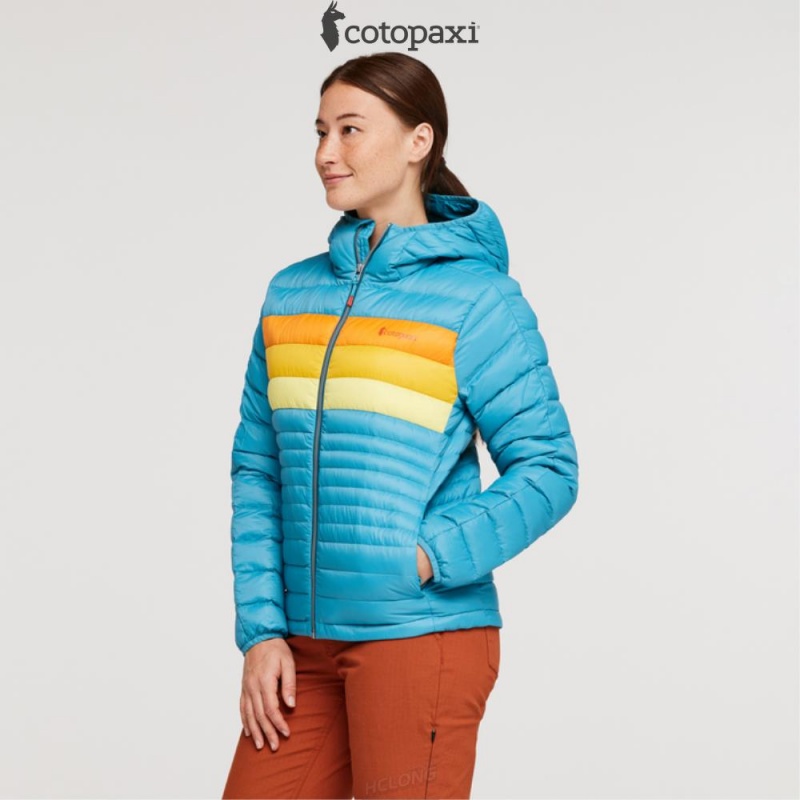 Cotopaxi Fuego Hooded Down Jacket Poolside Stripes | KG01-K1-FH