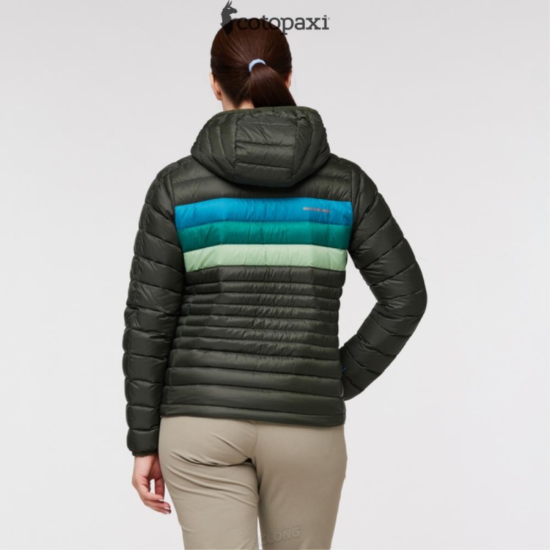 Cotopaxi Fuego Hooded Down Jacket Woods Stripes | ZV85-A0-MI