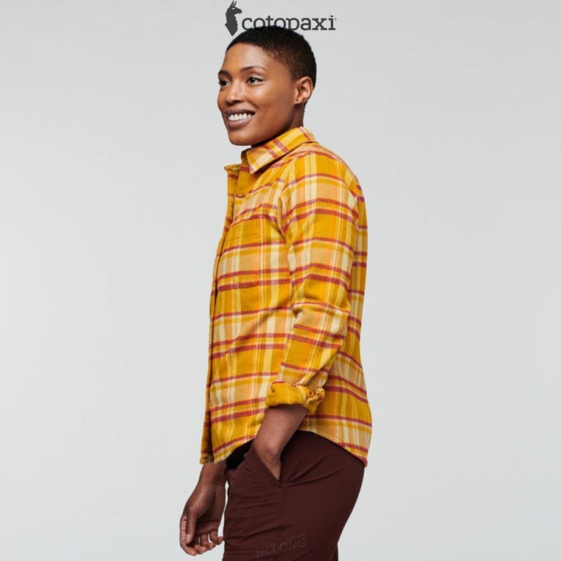 Cotopaxi Mero Organic Flannel Shirt Amber Plaid | LZ12-D0-BQ