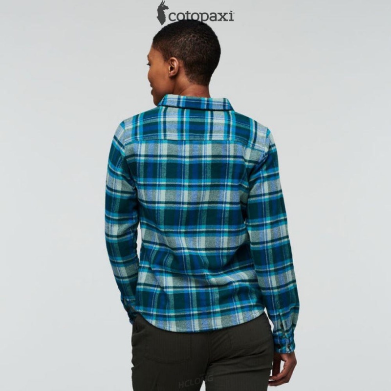 Cotopaxi Mero Organic Flannel Shirt Deep Ocean Plaid | FT96-D8-AG