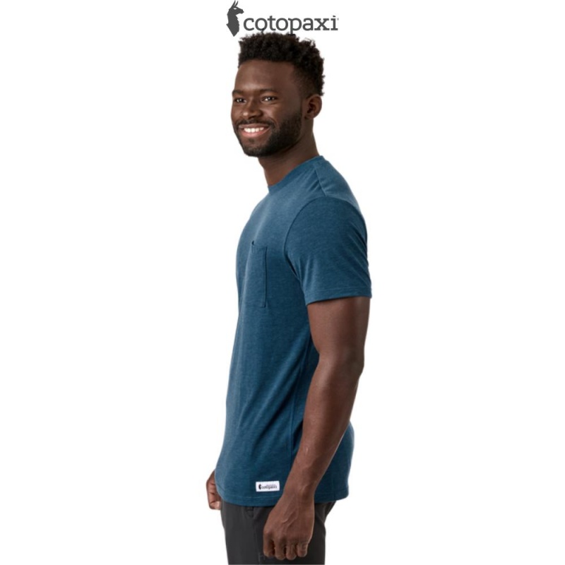 Cotopaxi Paseo Travel Pocket T-Shirt Indigo | ZZ60-M1-CN