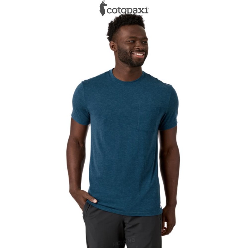 Cotopaxi Paseo Travel Pocket T-Shirt Indigo | ZZ60-M1-CN